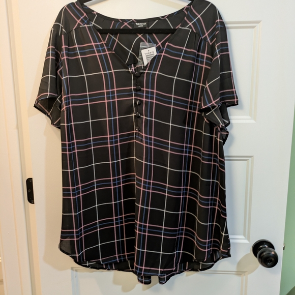 torrid Tops - New with tags!Torrid Black and Pink Plaid Blouse